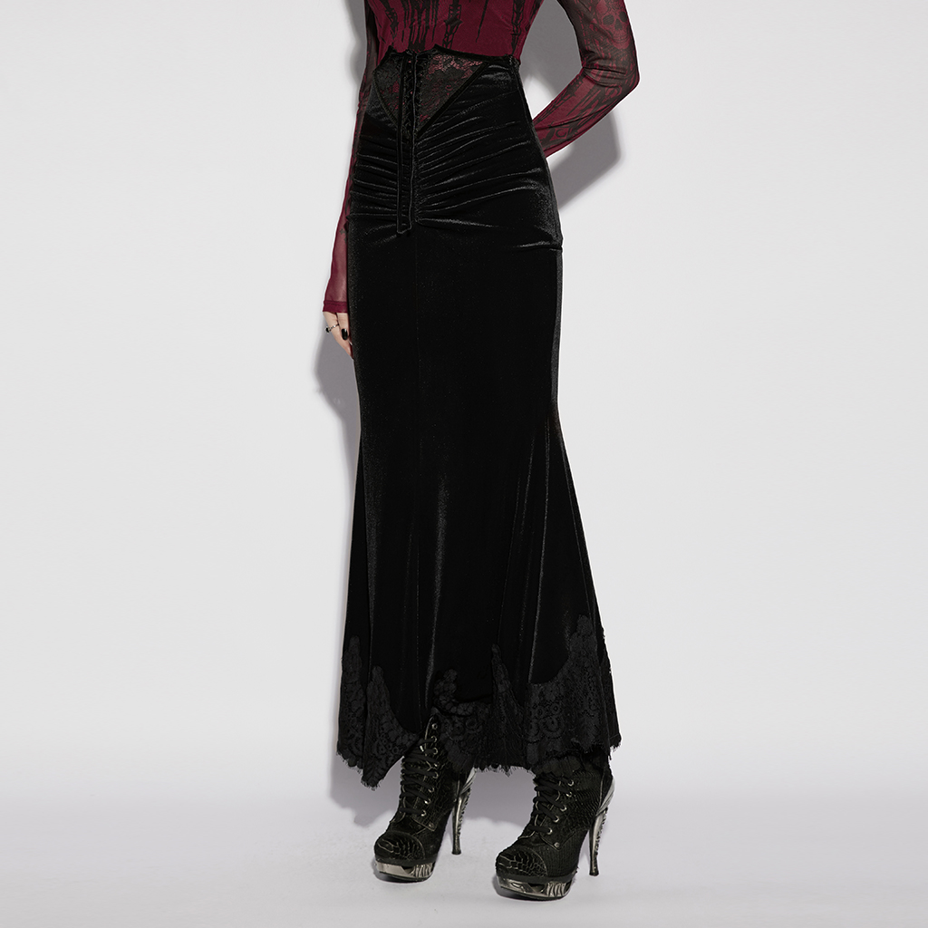 Black Gothic Church Split Waist Skirt - Image 3