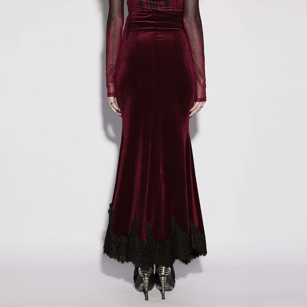 Red Gothic Church Split Waist Skirt - Image 4