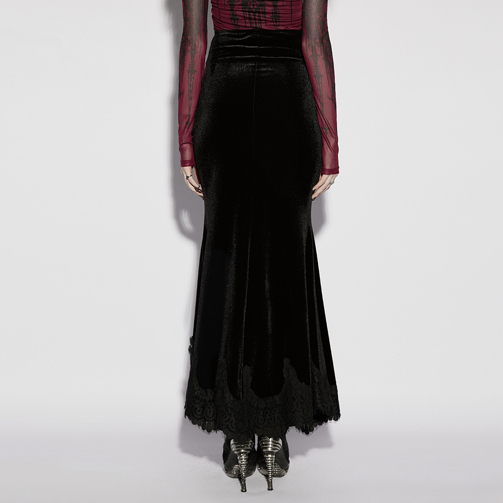 Black Gothic Church Split Waist Skirt - Image 4