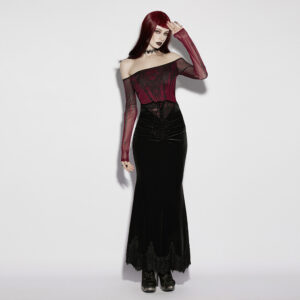 Black Gothic Church Split Waist Skirt