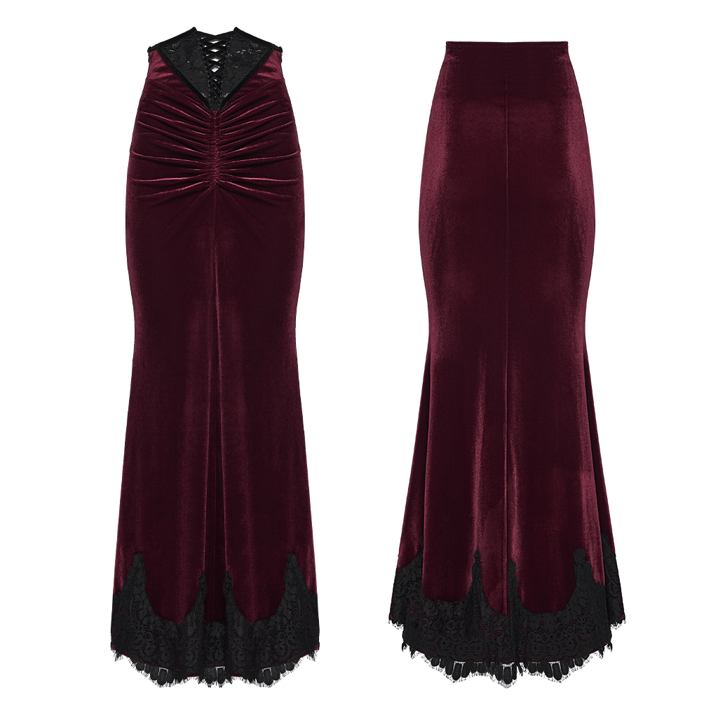 Red Gothic Church Split Waist Skirt - Image 5
