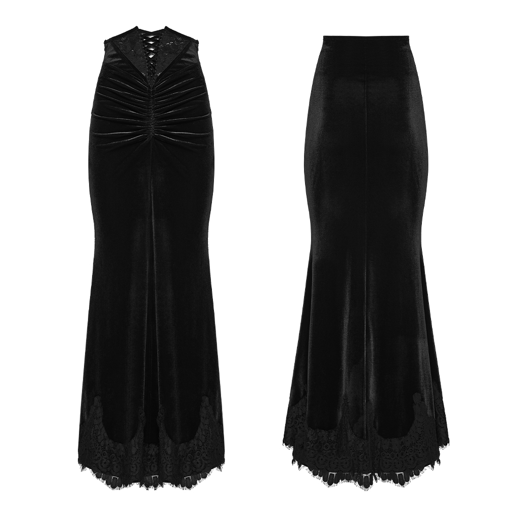Black Gothic Church Split Waist Skirt - Image 5