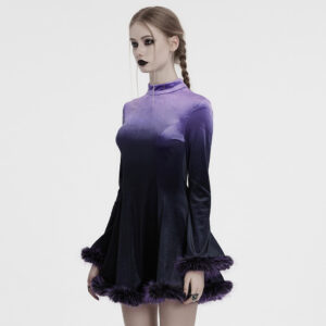 Soft Velvet Gradient Dress Black-Violet
