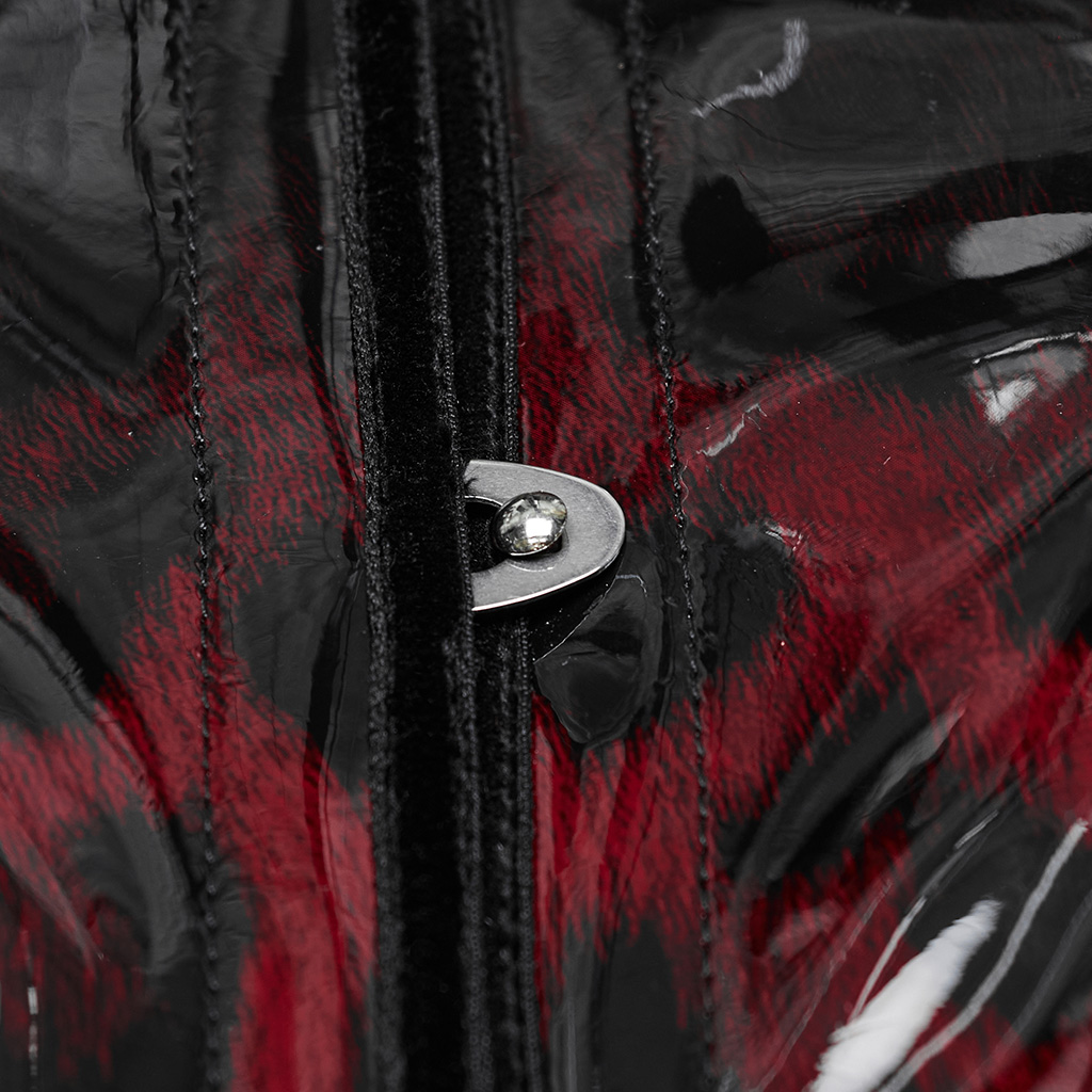 Black-Red Goth Leopard Print Patent Leather Corset - Image 6