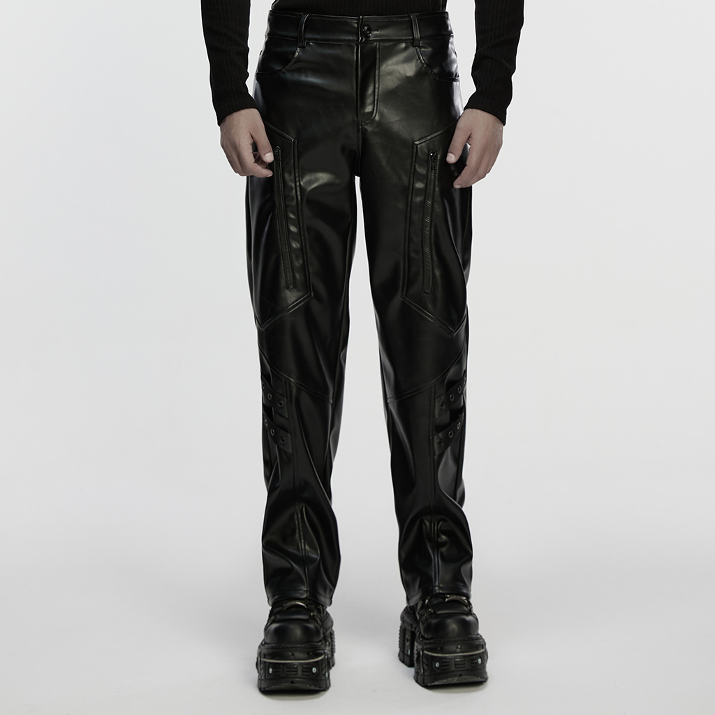 Cyberpunk Straight Leather Pants - Image 2