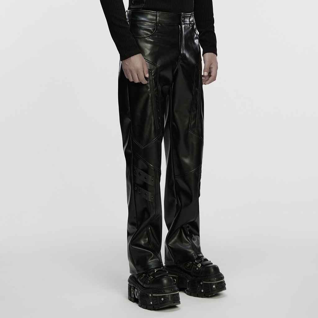 Cyberpunk Straight Leather Pants - Image 3