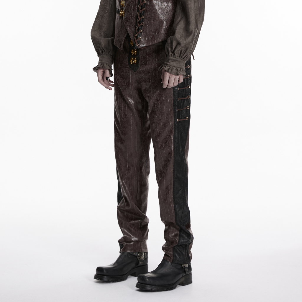 Steampunk Striped Pants- Coffee