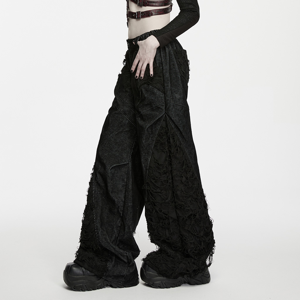 Punk Pleated Wide-Leg Pants