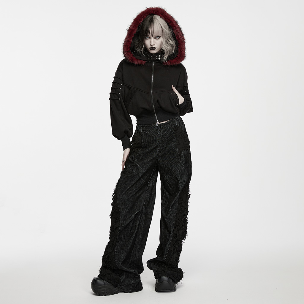 Punk Pleated Wide-Leg Pants - Image 4