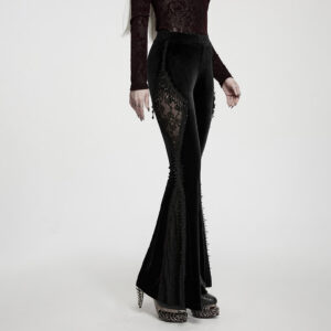 Goth Classical Elegant Flared Pants- Black