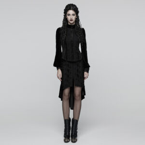 Black Goth Rose Fishtail Skirt