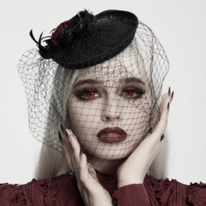 Rose Formal Hat Black-Red
