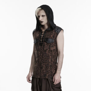 Black-Coffee Punk Leopard Print T-Shirt