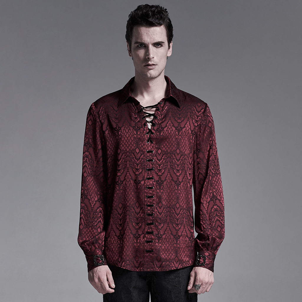 Red Gothic Jacquard Shirt - Image 2