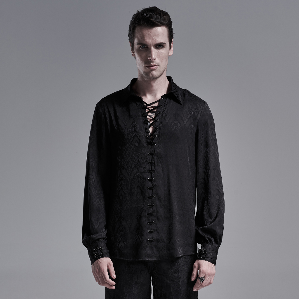 Black Gothic Jacquard Shirt - Image 2