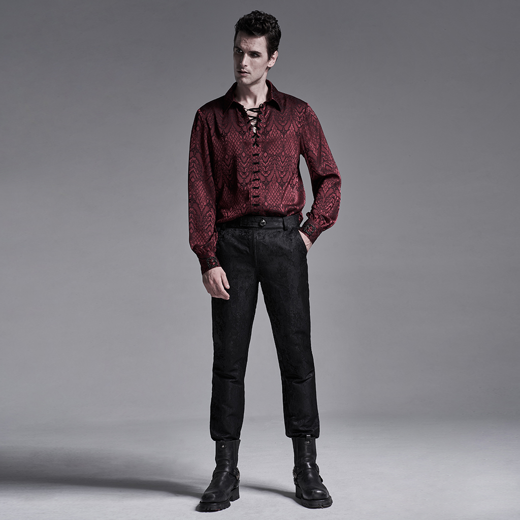 Red Gothic Jacquard Shirt - Image 4
