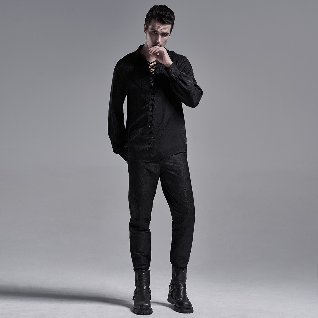 Black Gothic Jacquard Shirt - Image 4