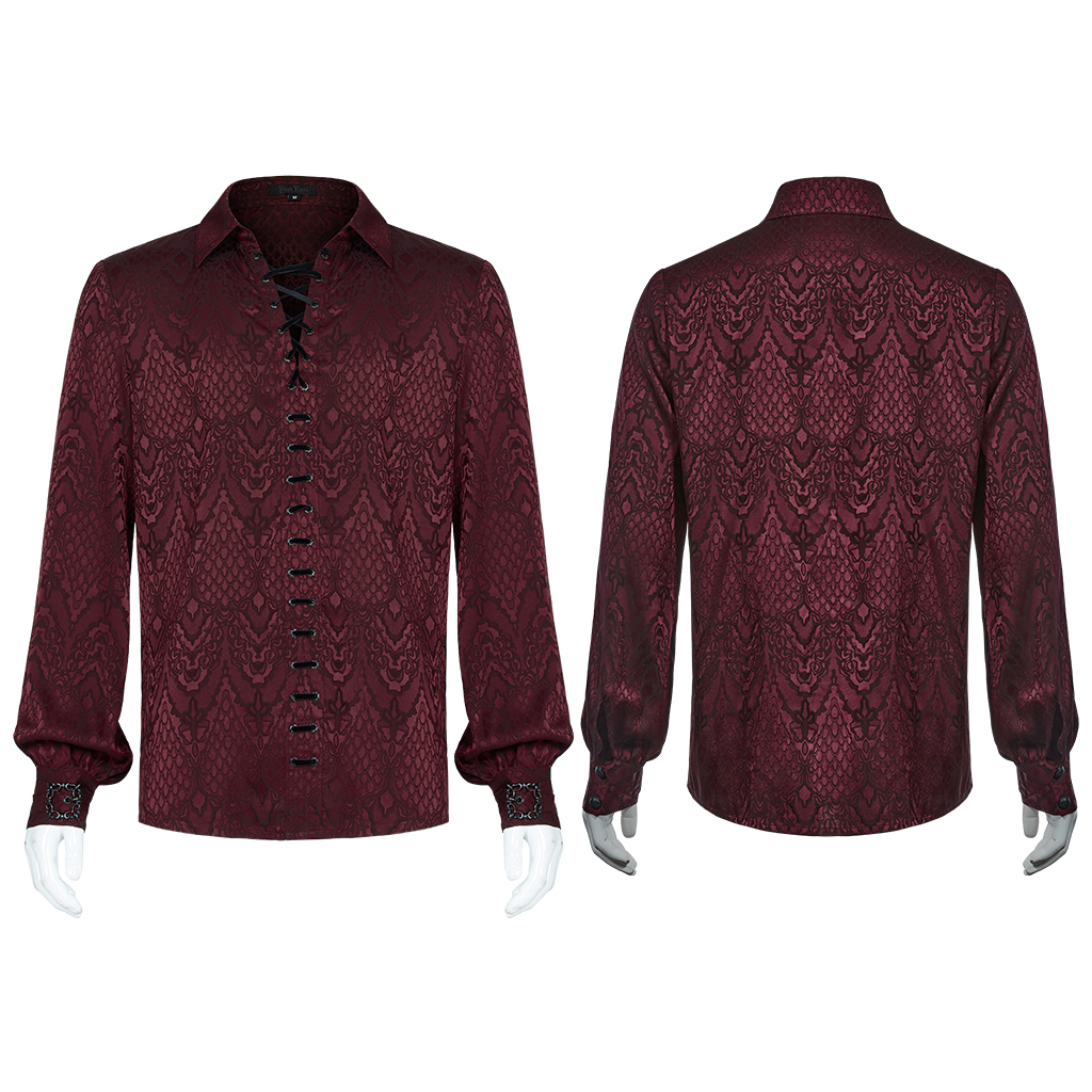 Red Gothic Jacquard Shirt - Image 5