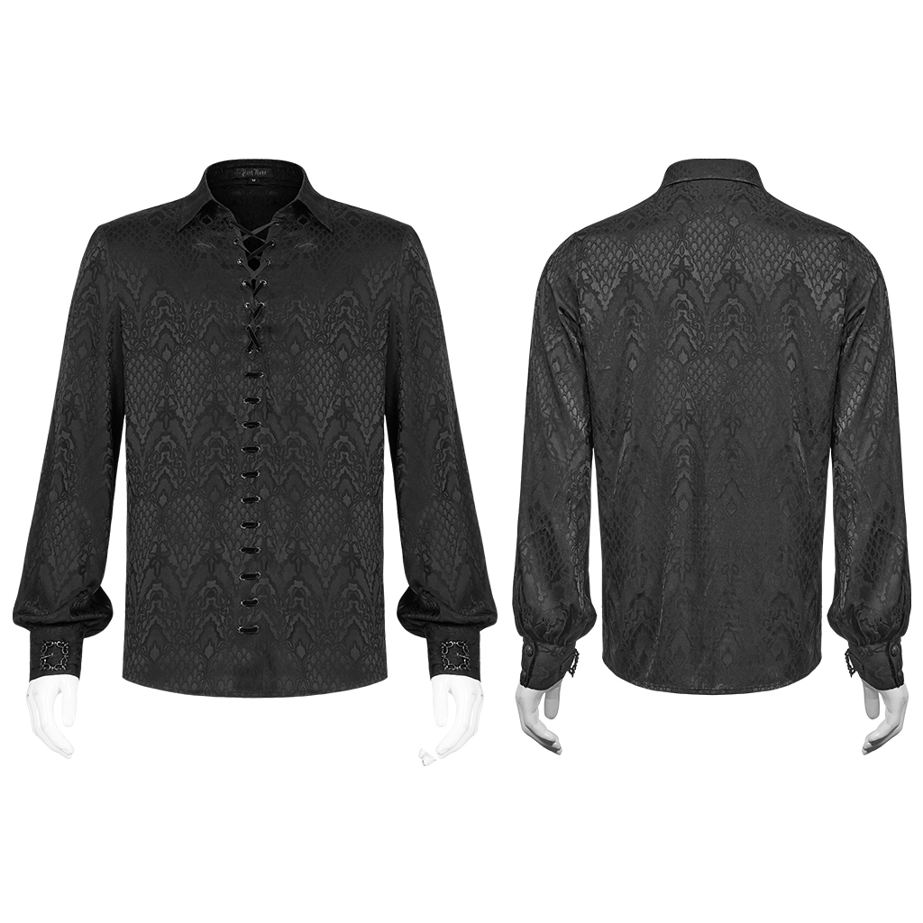 Black Gothic Jacquard Shirt - Image 5