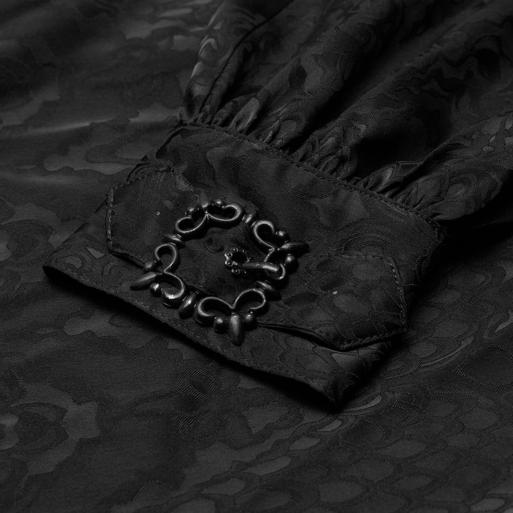Black Gothic Jacquard Shirt - Image 7