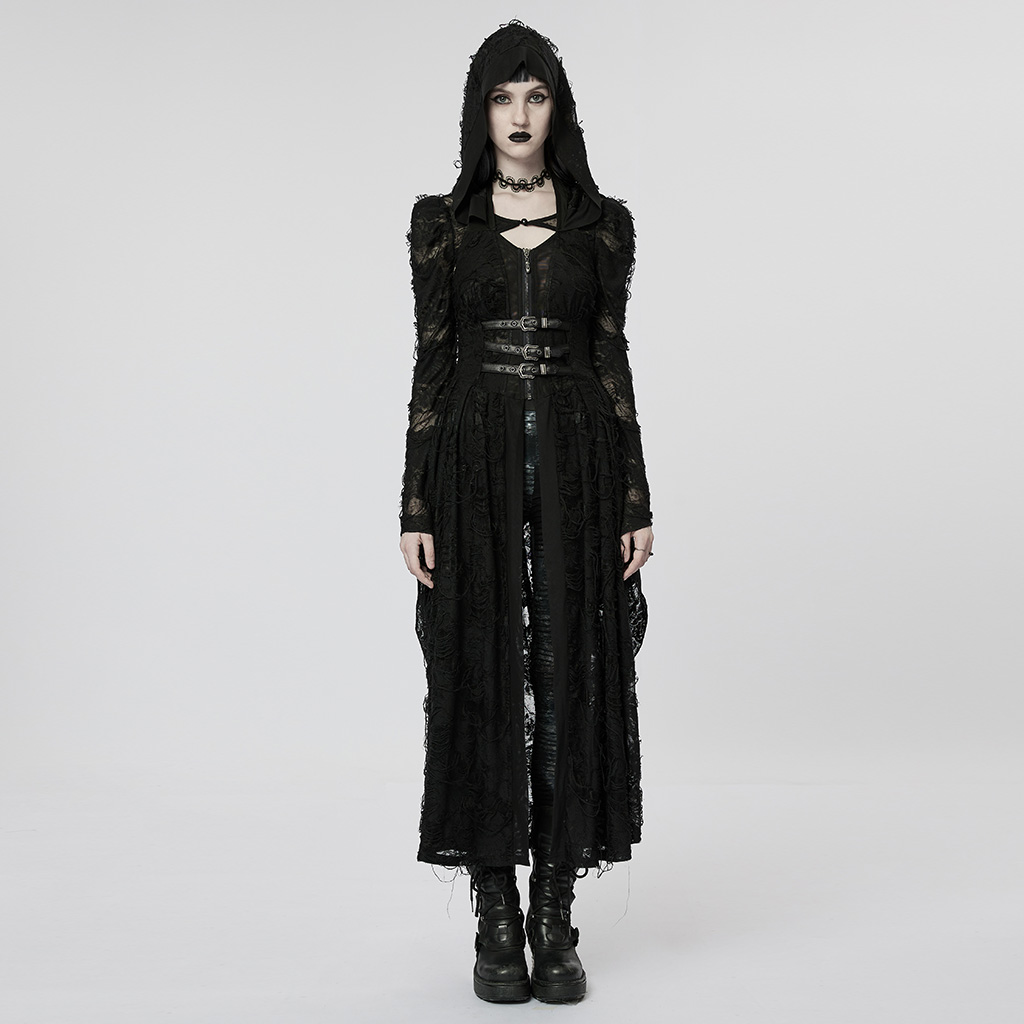 Dark Gothic Knitted Rose Pattern Coat - Image 2