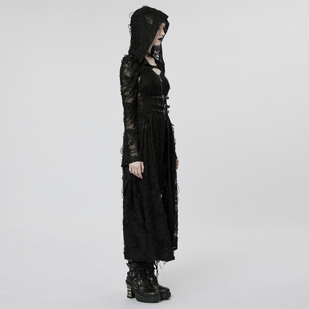 Dark Gothic Knitted Rose Pattern Coat - Image 3