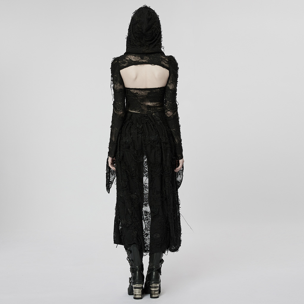 Dark Gothic Knitted Rose Pattern Coat - Image 4