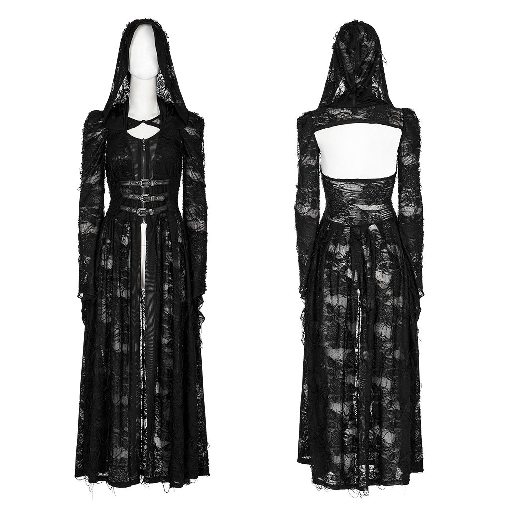 Dark Gothic Knitted Rose Pattern Coat - Image 5