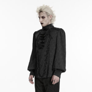 Handsome Gothic Embroidered Shirt- Black