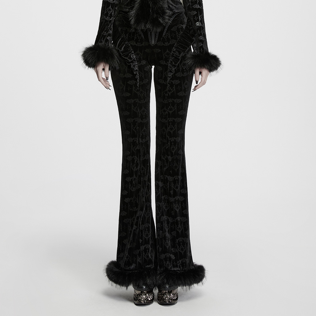 Gothic Bat Pattern Flared Pants - Image 2