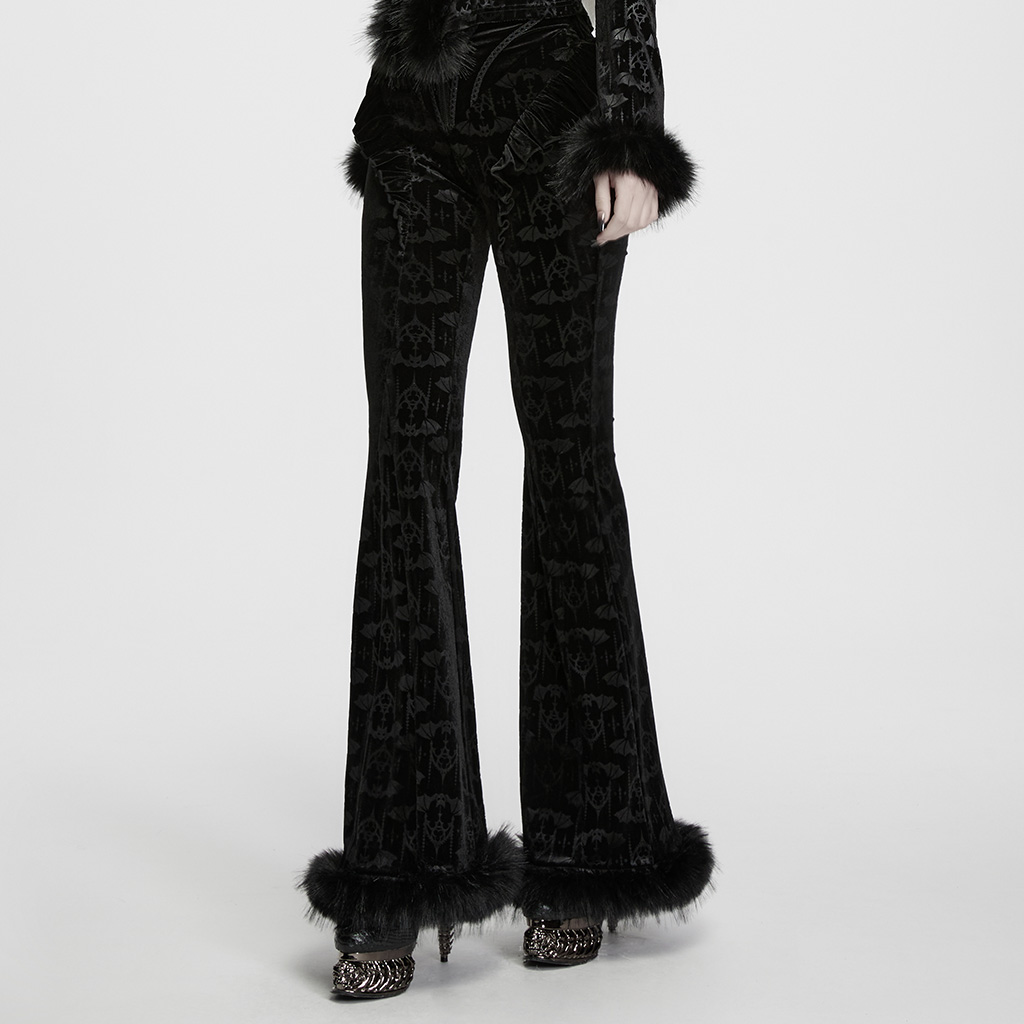 Gothic Bat Pattern Flared Pants - Image 3
