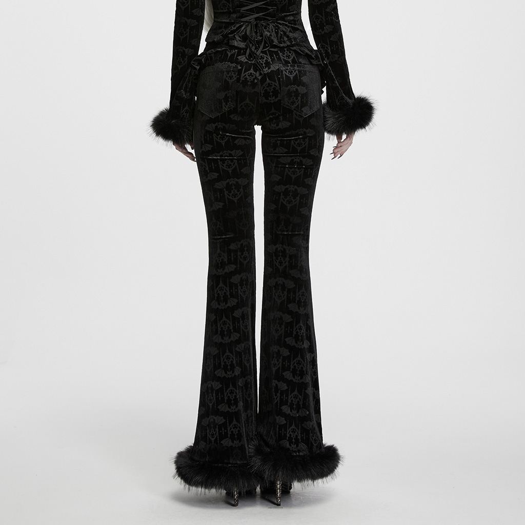 Gothic Bat Pattern Flared Pants - Image 4