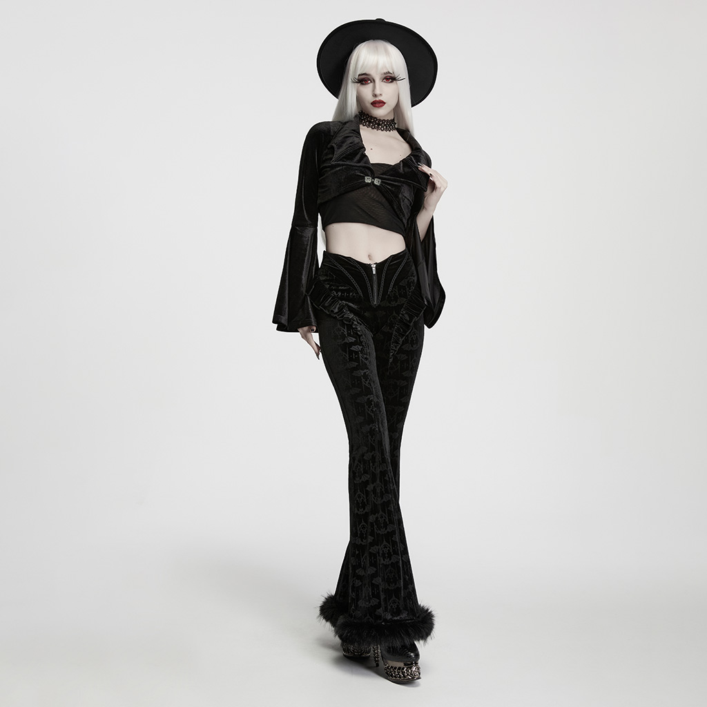 Gothic Bat Pattern Flared Pants - Image 5
