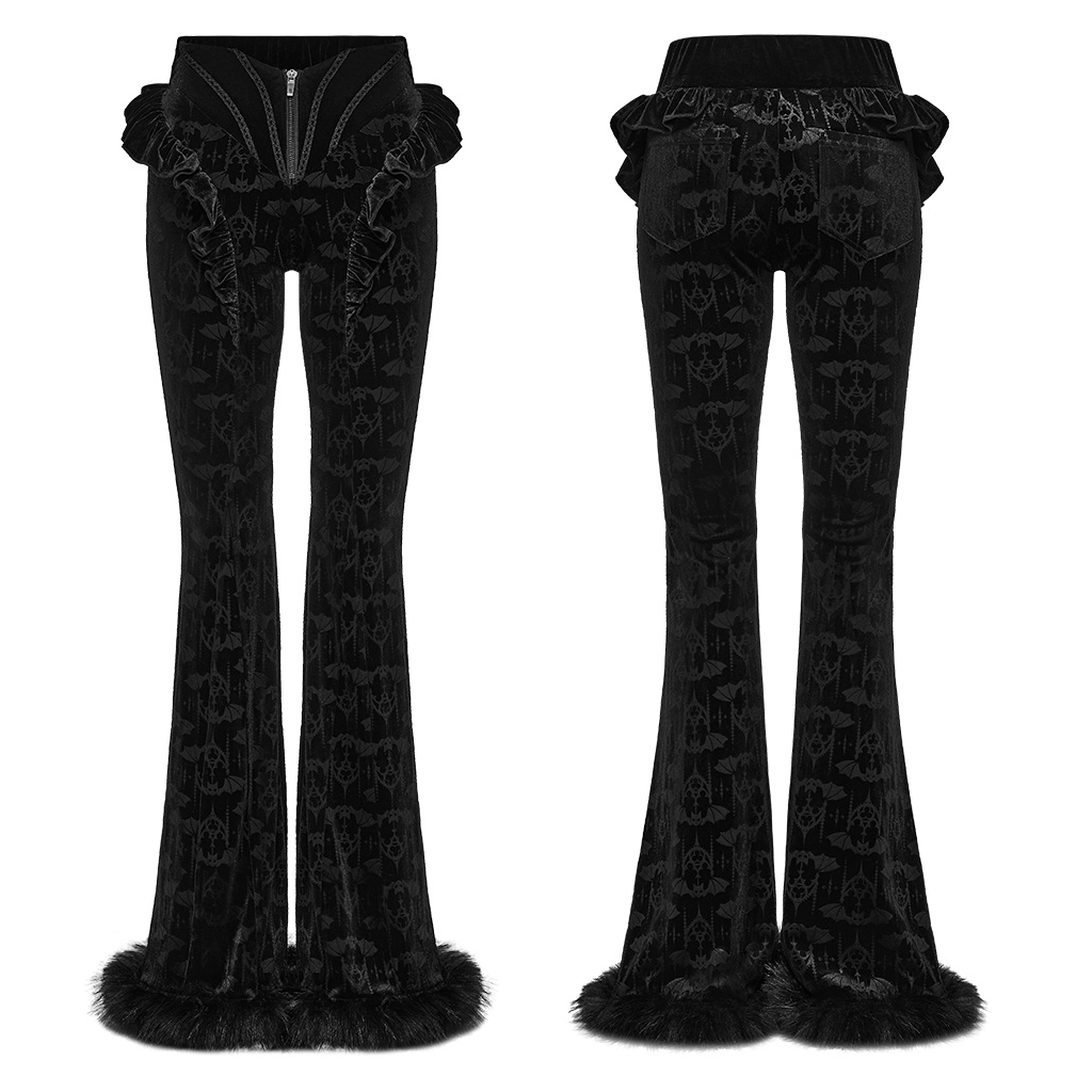 Gothic Bat Pattern Flared Pants - Image 6