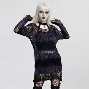 Decadent Pullover Sweater- Black/Violet