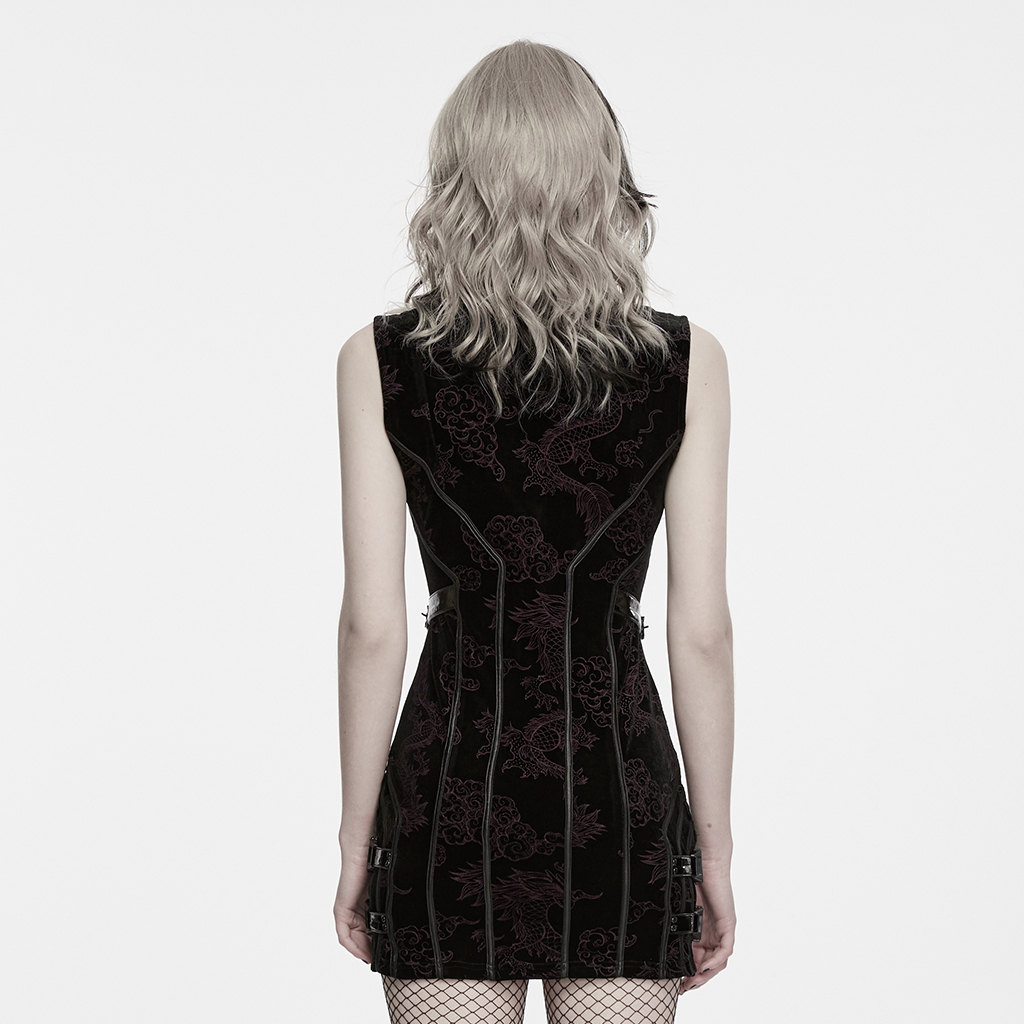 Cyber New Chinese Dress- Black/Red - Image 4