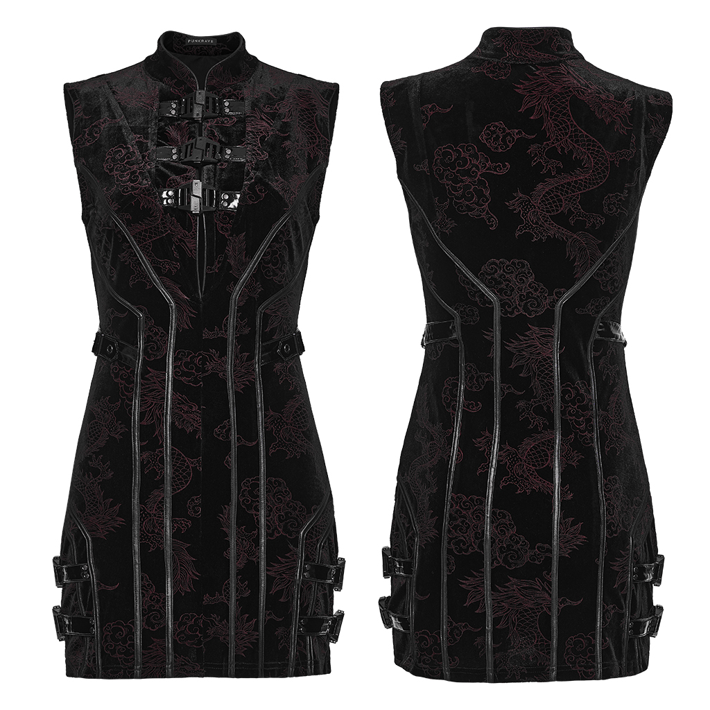 Cyber New Chinese Dress- Black/Red - Image 6