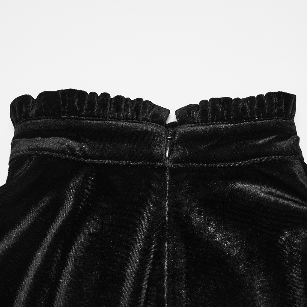 Gothic Velvet High-Neck Dress - Image 9