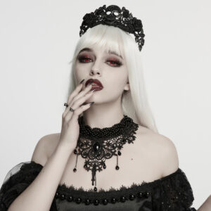 Goth Glamorous Lace Choker- Black