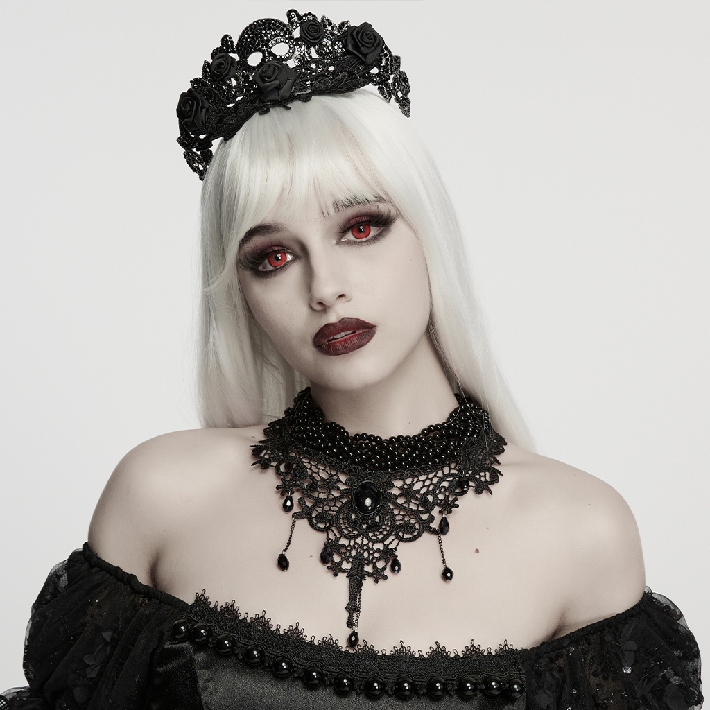 Goth Glamorous Lace Choker- Black - Image 2