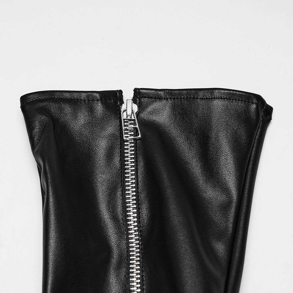 Gothic Cross-Stud Zipper Long Gloves - Image 9