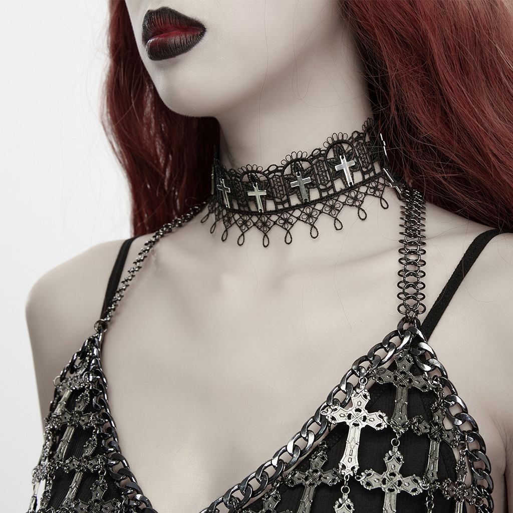 Cathedral Cross Lace Choker - Image 2