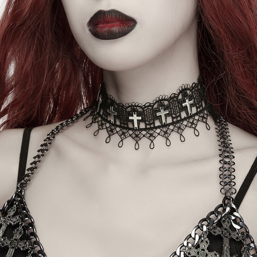 Cathedral Cross Lace Choker - Image 3