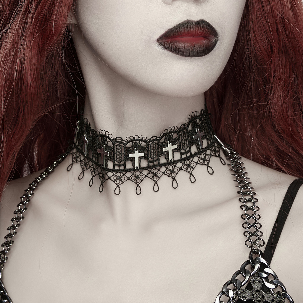 Cathedral Cross Lace Choker