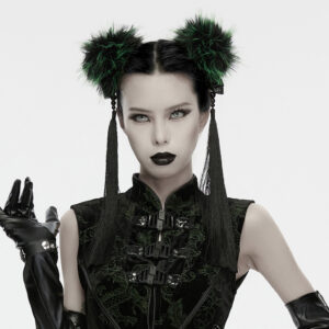 Cyber New Chinese Style Skull Hair Clips Black/Green