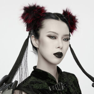 Cyber New Chinese Style Skull Hair Clips Black/Red