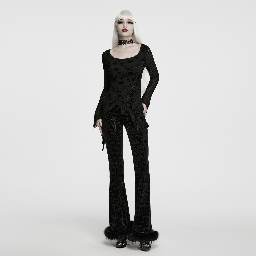 Gothic Thorn And Rose Mesh Long-Sleeve Top - Image 4
