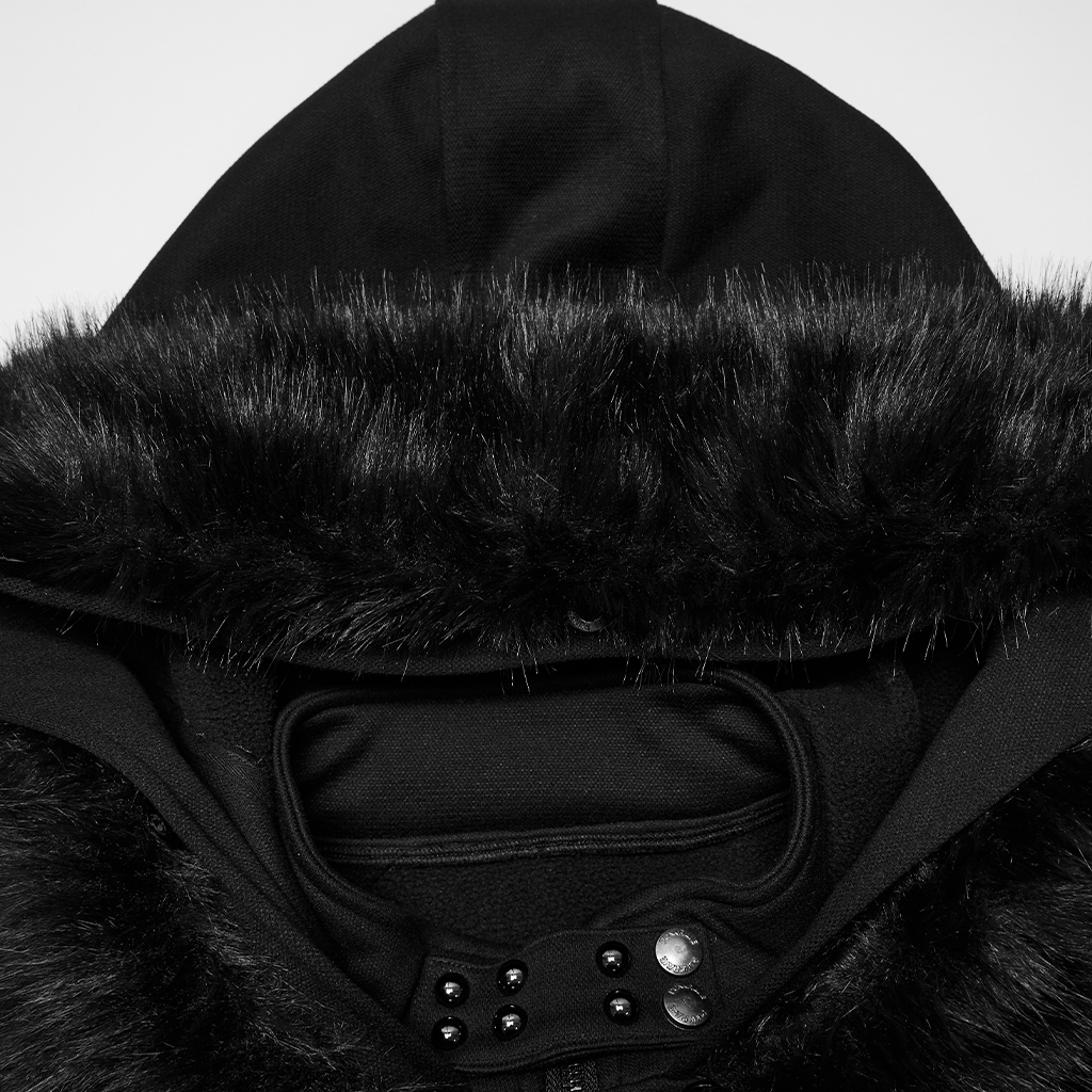 Punk Faux Fur Hooded Jacket - Image 6