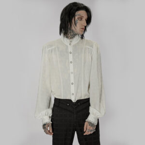 Gothic Dragon Scale Jacquard Shirt- White