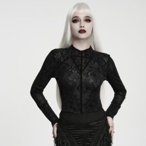 Gothic Rose Printed Mesh T-Shirt